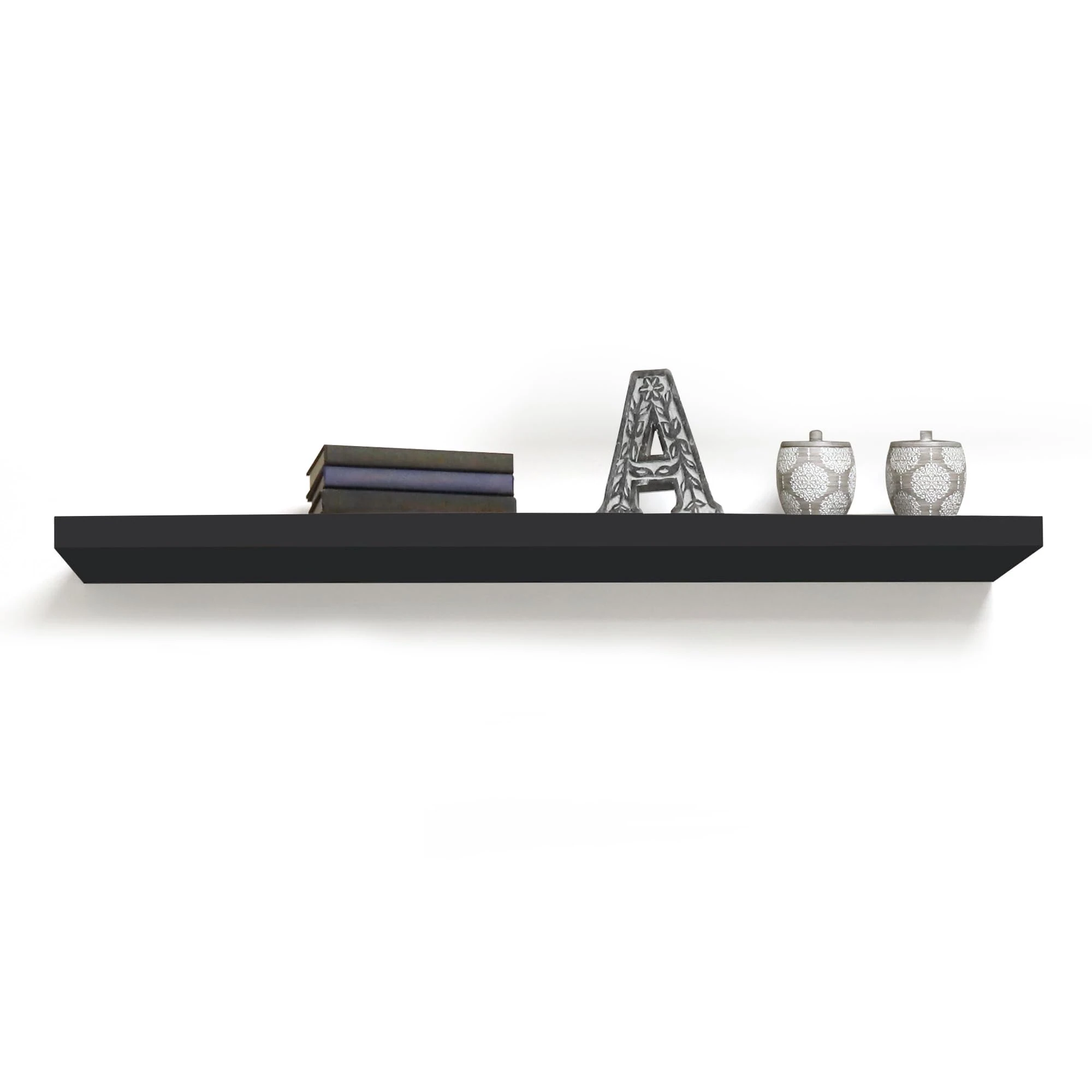 InPlace Durable Shelf with Invisible Brackets - Easy to Install & Remove, Deep Floating Shelves for Wall - MDF Wall Shelf for Living Room, Kitchen & Bedroom - 10.2"D x 35.4"W x 2"H, Espresso, 0191406