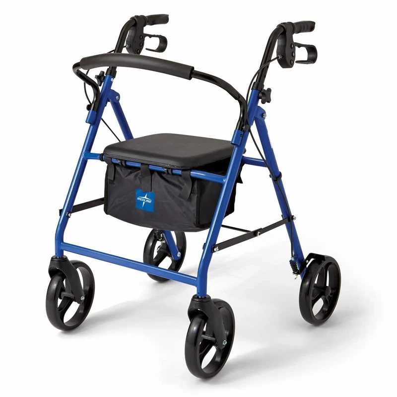 Medline Steel Rollator Walker – Blue