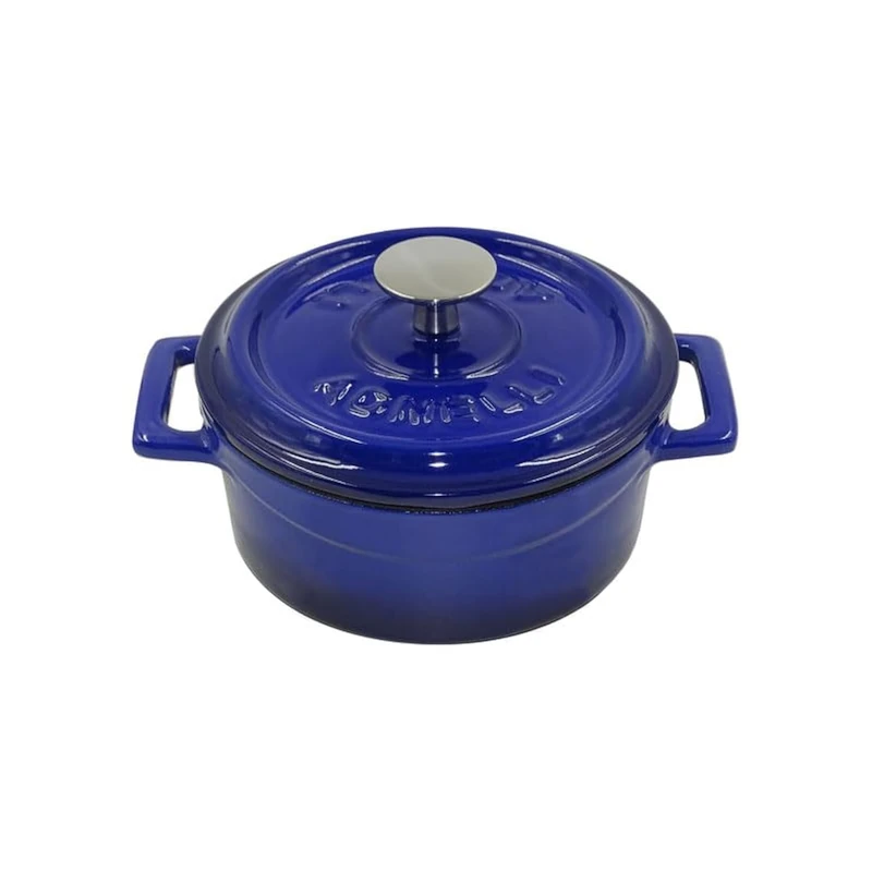 Pentole Agnelli COGHSRP10414B Cookware Slowcook Cast Iron Line Casserole, 14 cm, 0.8 l, Blue