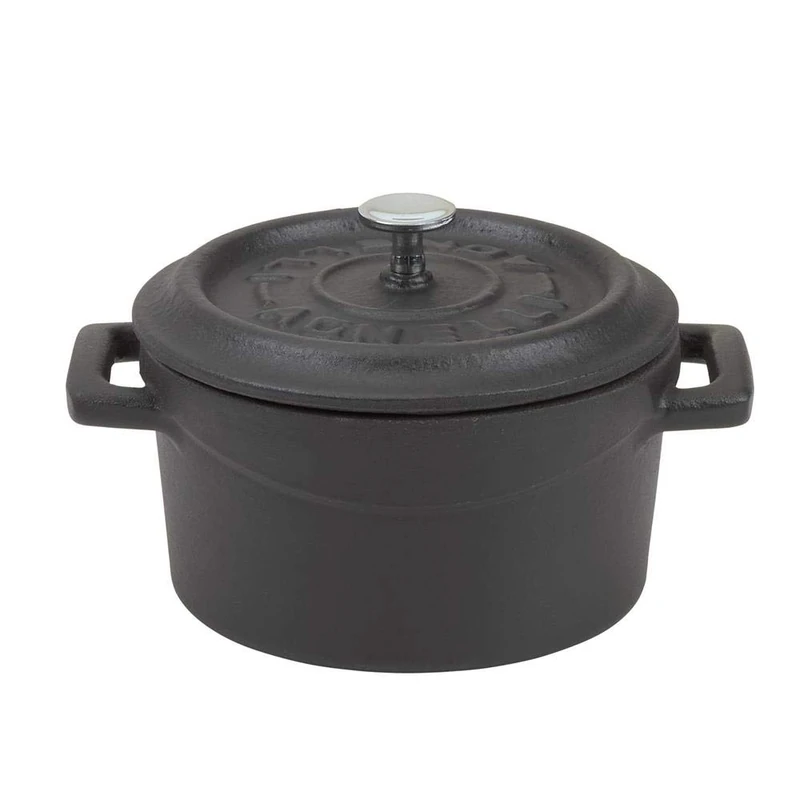 Pentole Agnelli COGHSRP10414M Cast Iron Slowcook Casserole Line, 14 cm, 0.8 l, Matt Black