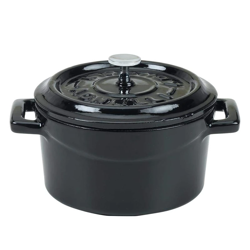 Pentole Agnelli COGHSRP10414S Cast Iron Slowcook Casserole Line, 14 cm, 0.8 l, Glossy Black