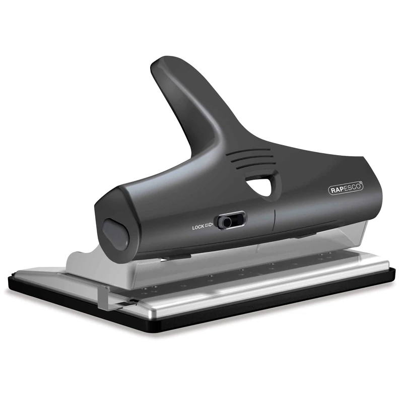 Rapesco 1205 ALU Adjustable Heavy Duty 2, 3 and 4-Hole Punch, 32 Sheet Capacity, Black