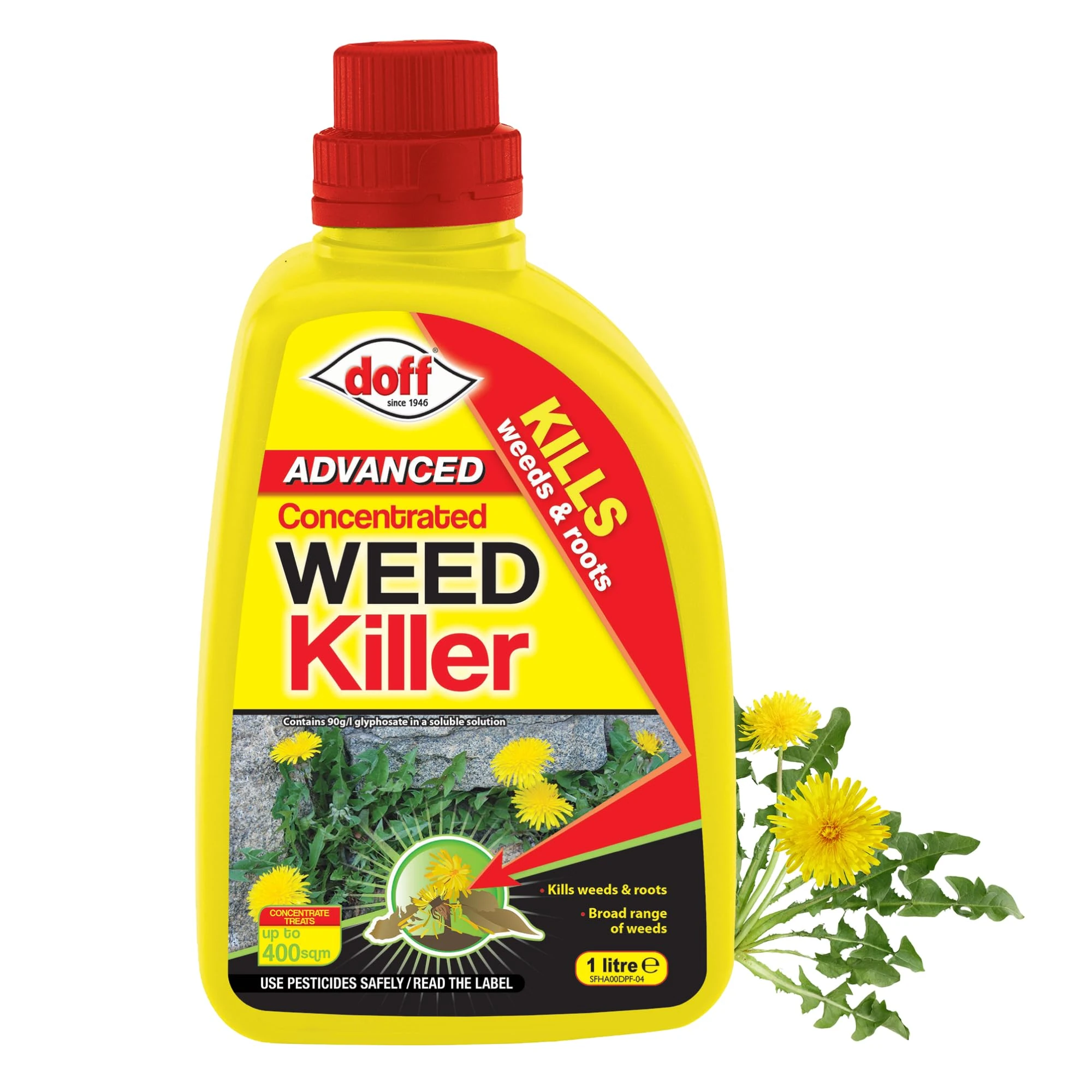 Doff Advanced Concentrated Weedkiller – 1L Ready for Dilution in Water for Garden Protection – Kills Deep Rooted Weeds from Pathways to Driveways - Long Lasting Weed Control – Strong Weed Killer