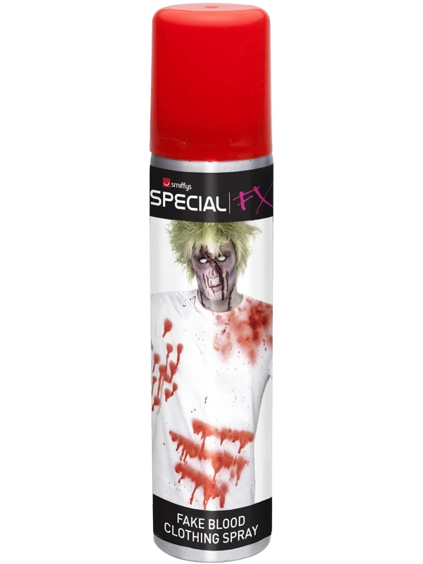 Smiffys Fake Blood Clothing Spray 75ml Display Box Of 12, Halloween Fancy Dress Accessory, Zombie Dress Up Cosmetics & Disguises Halloween