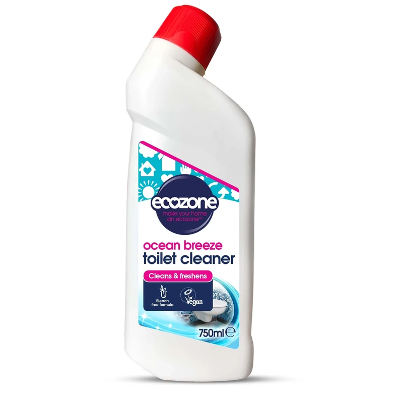 EcoZone Toilet Cleaner Gel, Removes Limescale, Fresh Ocean Breeze Fragrance, 3-in-1 Anti Bacterial Eco Bathroom Formula Naturally Gently Cleans and Freshens, Bleach Free, Vegan Friendly (750ml)