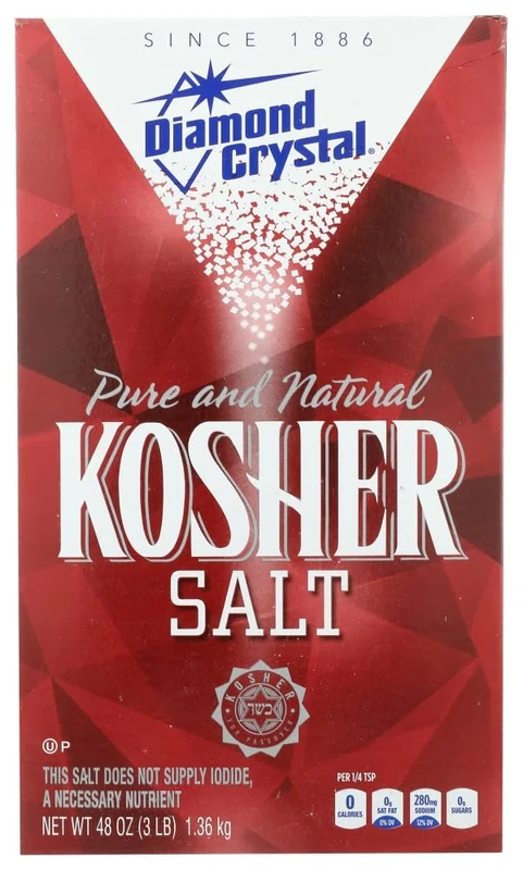 Diamond Crystal, Pure and Natural Kosher Salt - No additives, No GMO - 48oz, Pack of 3 Seasoning Control Salts
