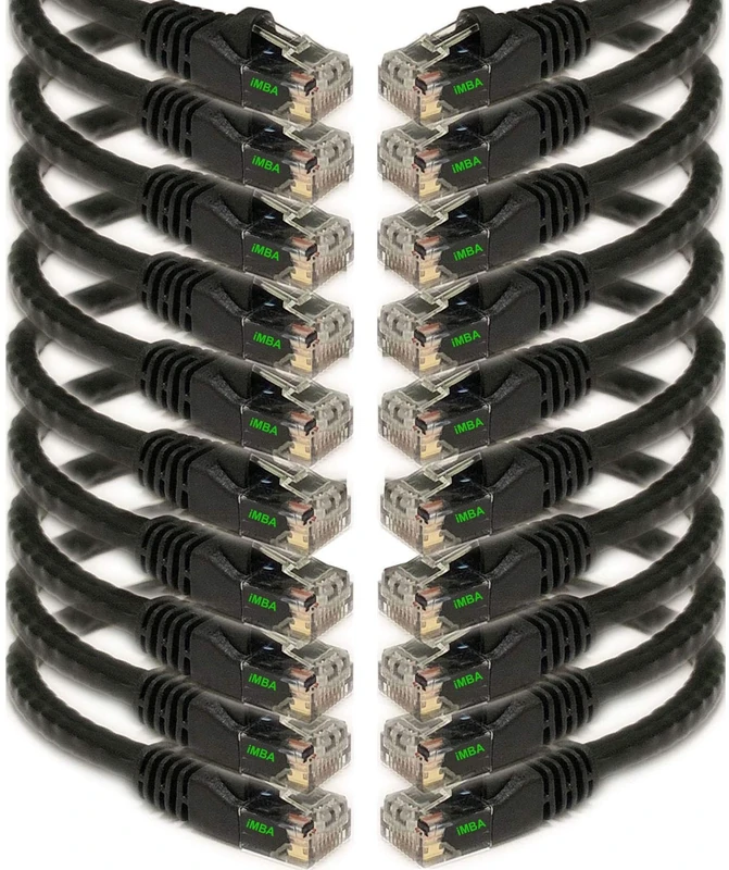 iMBAPrice 50' Cat5e Network Ethernet Patch Cable, 10 Pack, Black (IMBA-CAT5-50BK-10PK)