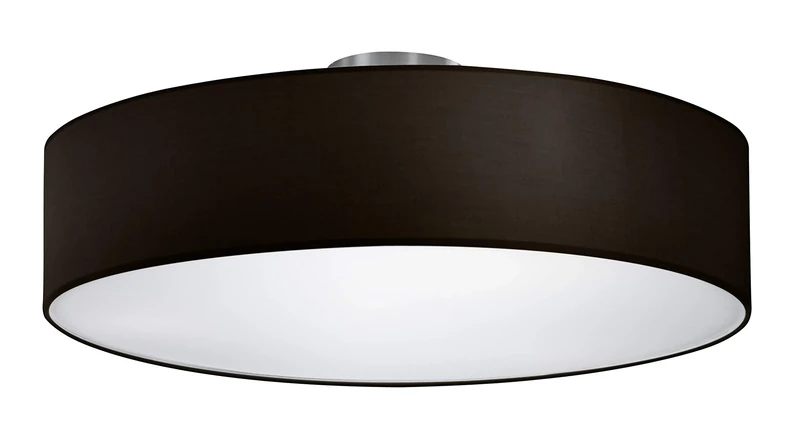 Trio Leuchten Ceiling Light, Matt Nickel, Fabric Lamp Shade Black, Durchmesser: 50cm