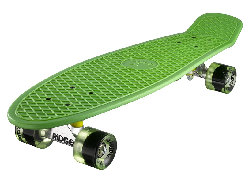 Ridge Skateboards Children Kids Big Brother Large Retro Cruiser Clear Green Wheels, 27 Inch