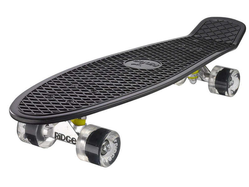 Ridge Skateboards Children Kids Big Brother Large Retro Cruiser-Black/Clear Wheels, 27 Inch