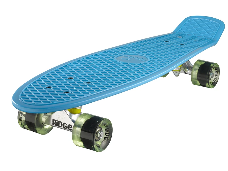 Ridge Skateboards Children Kids Big Brother Large Retro Cruiser-Blue/Clear Green Wheels, 27 Inch