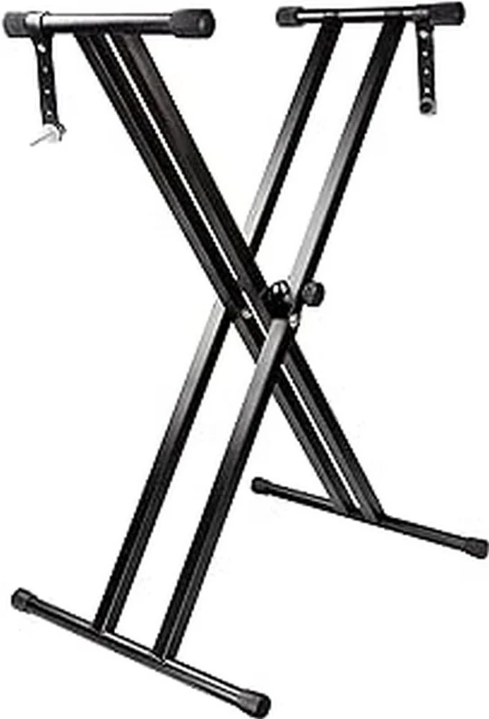 RockJam RJX29 Double Braced Adjustable Keyboard Stand with Locking Straps, Black