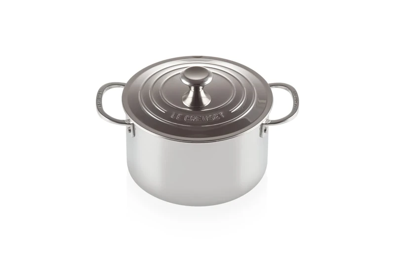 Le Creuset 3-Ply Plus Stainless Steel 20cm Deep Casserole, with Lid, 96600620000000