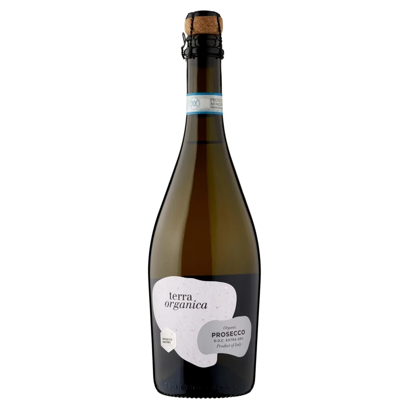 Terra Organica Prosecco D.O.C. 10.5% ABV, 1 x 75cl - Italian Light and Extra Dry Sparkling Organic Prosecco - Award Winning Prosecco - Produced by Family Run Winery - Makes for a Great Prosecco Gift