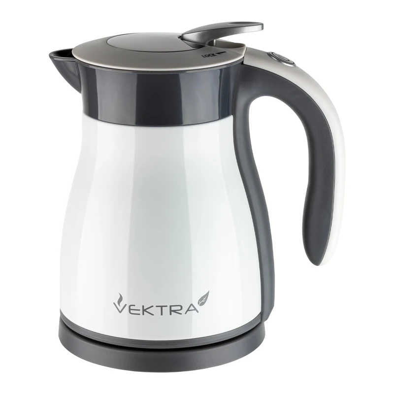 Vektra VEK-1201W Vacuum Insulated Environmentally Eco Friendly Easy Pour Cordless Kettle 1.2 Litre,White
