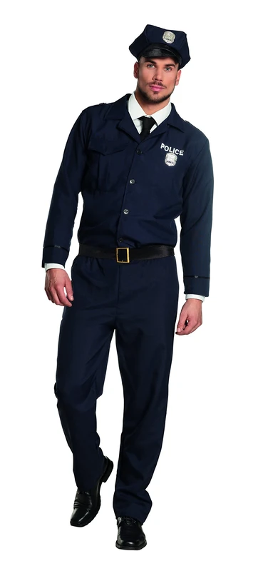 Police Officer Mens Fancy Dress New York Cop Uniform Costume