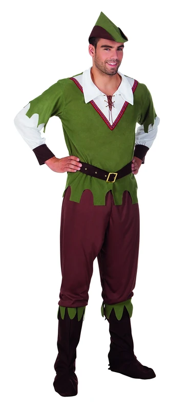 Forest Hunter Mens Fancy Dress Robin Hood Medieval History Adults Costume Outfit (Large 44- 46" Chest)