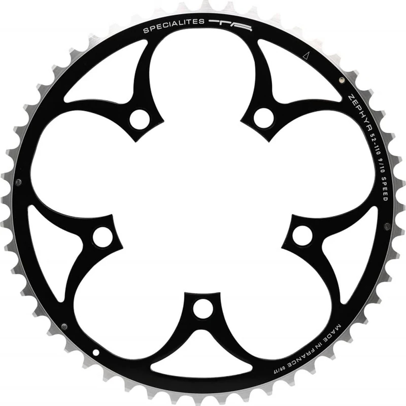 Spécialités TA Zephyr Compact 5-Arm 110pcd 9/10 Speed Chainring, Outer 53t, Black - Image 1