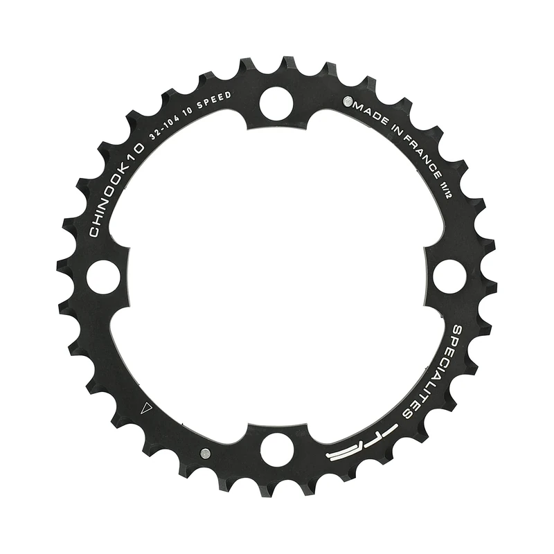 Spécialités TA Chinook 104/64pcd 4 Arm 10/11 Speed Chainring, Black, 40T Middle