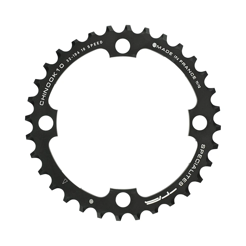 Spécialités TA Chinook 104/64pcd 4 Arm 10/11 Speed Chainring, Black, 36T Middle