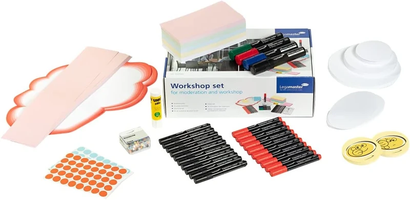 Legamaster workshop set - 2200 pieces for workshop facilitation, set includes presentation cards, whiteboard pens, moderation cards and more
