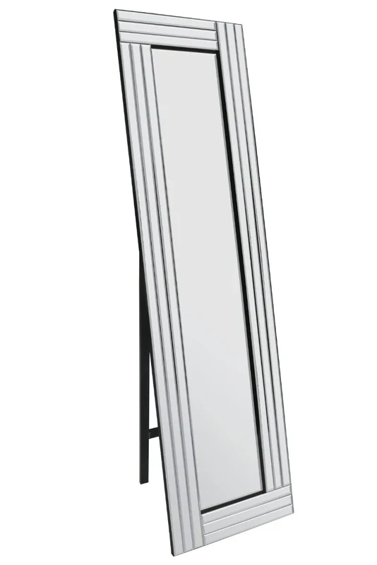 MirrorOutlet Large Modern Triple Edge Venetian Free Standing Cheval Mirror 5FT X 1FT4, Silver, 150x40,SWS038