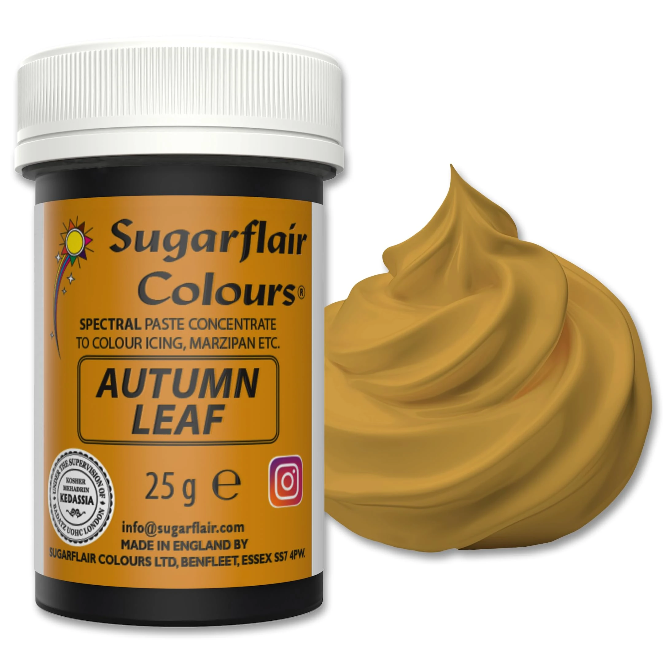 Sugarflair Food Colouring Paste Autumn Leaf, Concentrated Spectral Food Colouring for Buttercream, Sugar Paste, Royal Icing, Cake Mixes, Macarons and More! - 25g