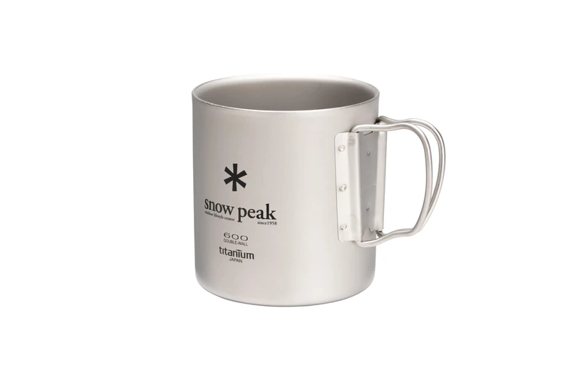 Snow Peak Titanium Double Wall Mug, 600ml, Grey, Ultralight Japanese Titanium Insulated Camping Mug, Backpacking Outdoors - Image 1
