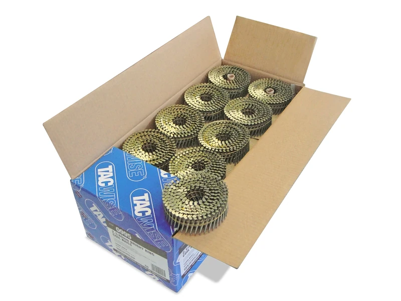 Tacwise 0995 Bright Flat Top Coil Nails Type 2.1 x 40 mm, Diamond Point, Ring Shank, 16° Inclined, Wire Collated, Pack of 14,400