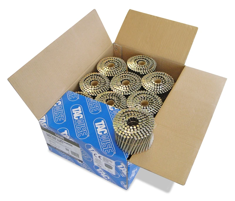 Tacwise 1035 Extra Galvanised Flat Top Coil Nails Type 3.3 x 75 mm, Diamond Point, Ring Shank, 16° Inclined, Wire Collated, Pack of 4000