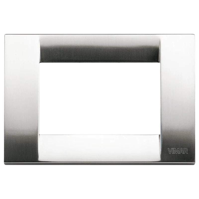 Vimar Idea Series – Classic Plate 3 Modules Nickel Brushed Metal - Image 1