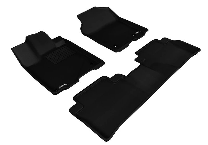 3D MAXpider Complete Set Custom Fit All-Weather Floor Mat for Select Acura RDX Models - Kagu Rubber (Black)