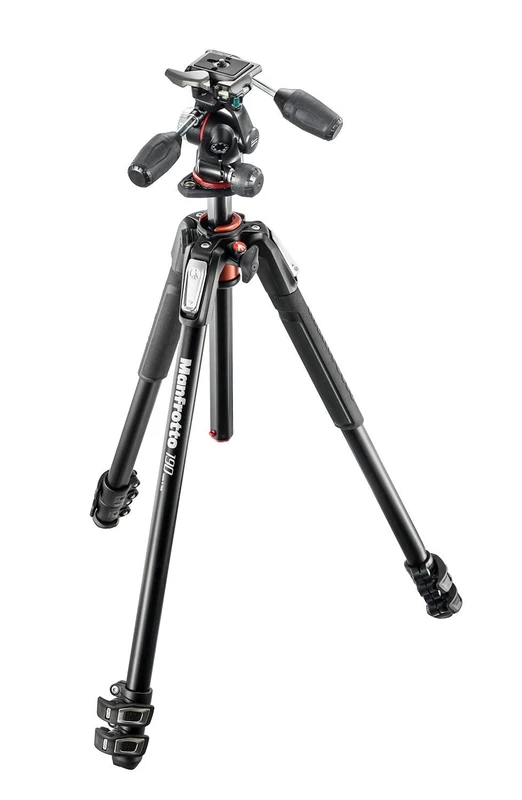 Manfrotto 190XPRO Tripod Kit, 3-Section Aluminium with 3-Way Head, Professional Photography Accessories, Camera Tripod with Pan Tilt Head for Mirrorless and DSLR Cameras