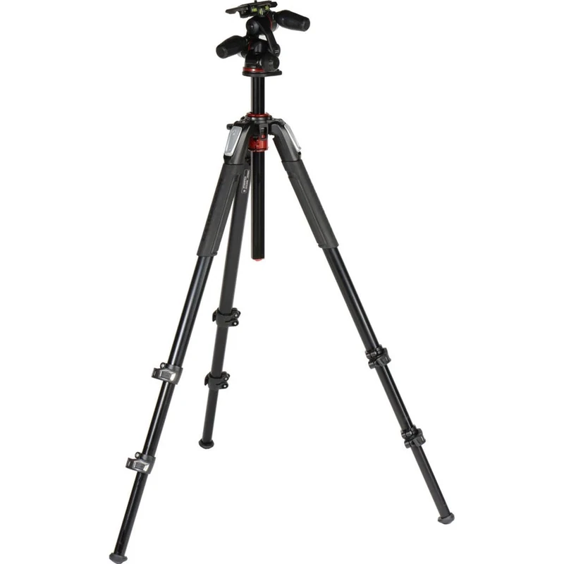 Manfrotto Kit Tripod 055XPRO 3-Section with 3-Way Head in Aluminium, Professional Camera Accessories Kit, DSLR Tripod with Pan Tilt Head