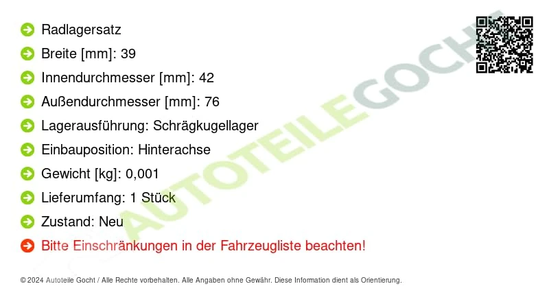 Blue Print ADG08393 Wheel Bearing Kit, pack of one