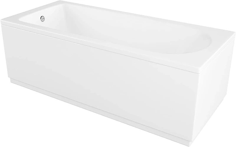 iBathUK Bathroom White Gloss Bath Single Ended Straight Acrylic Bathtub with Adjustable Feet - 1800 x 800mm