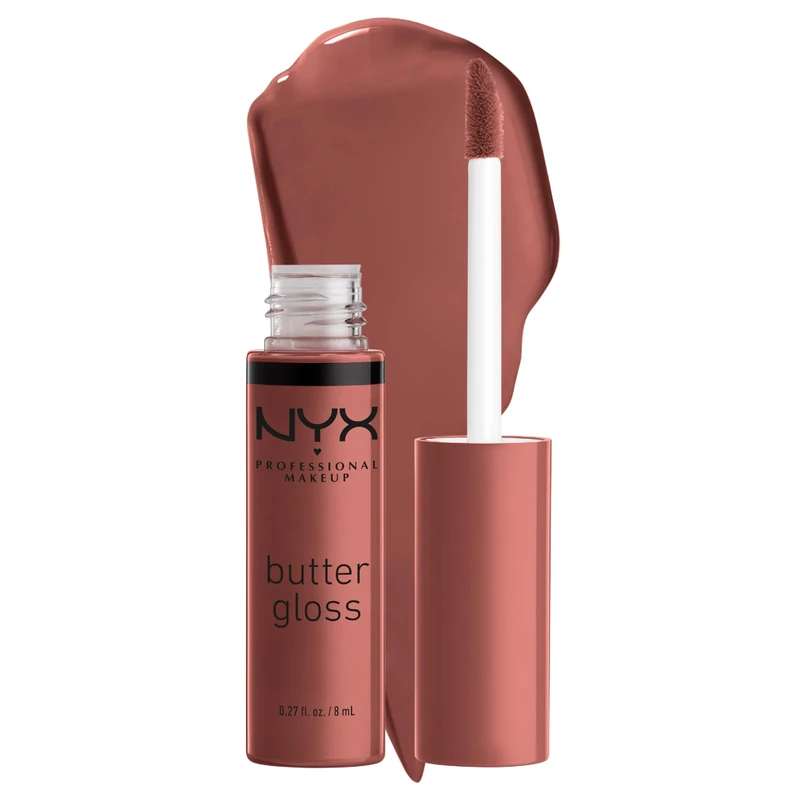 NYX Professional Makeup Lip Gloss, Butter Gloss, Non-sticky formula, Easy Application, Leaves Your Lips Feeling Silky Smooth, Glossy Finish, Shade Praline, 8ml