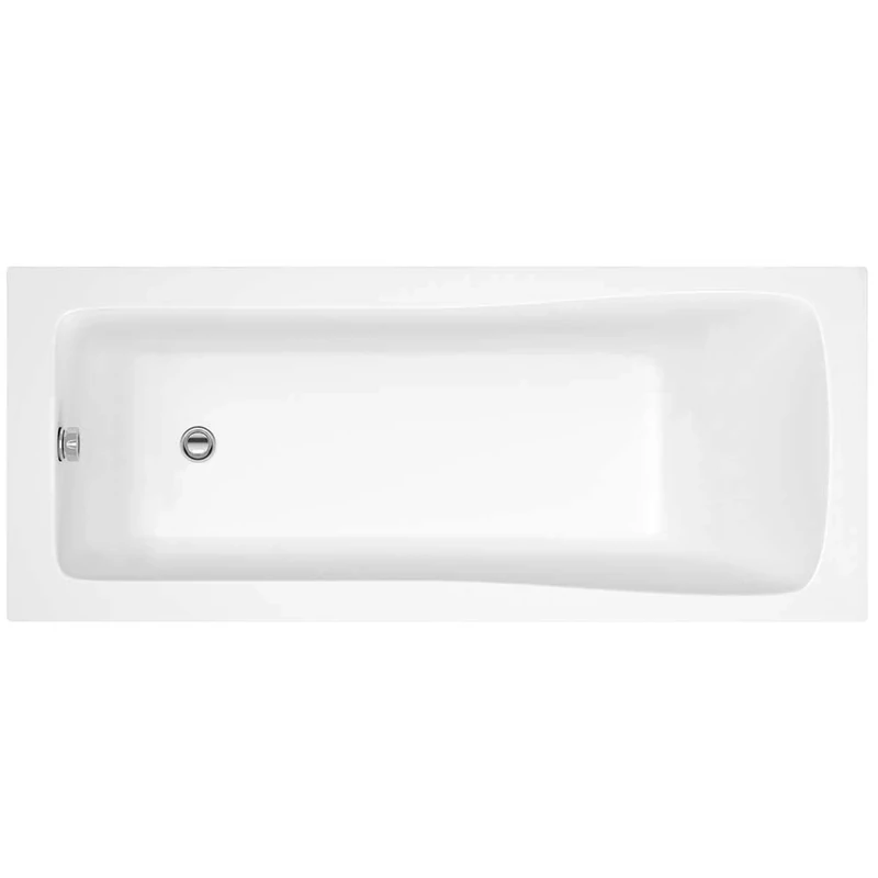 IBathUK Bathroom White Gloss Bath Single Ended Straight Sqaure Acrylic Bathtub with Adjustable Feet - 1700 x 750mm