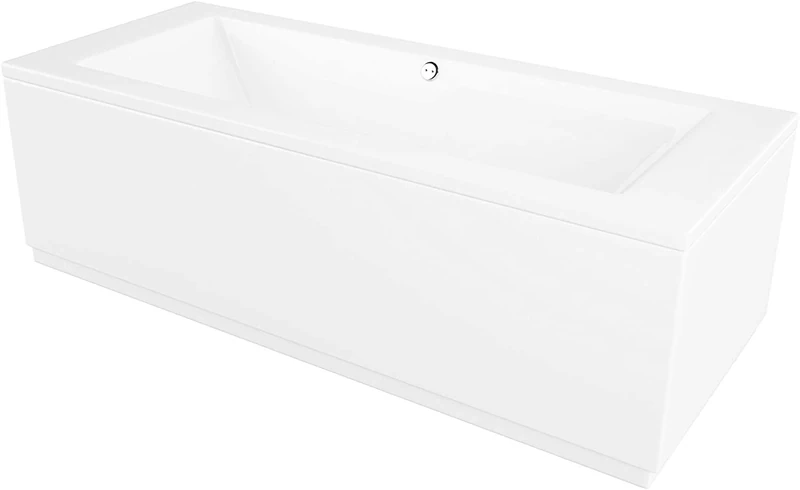 IBathUK Bathroom White Gloss Bath Double Ended Straight Square Acrylic Bathtub with Adjustable Feet - 1800 x 800mm