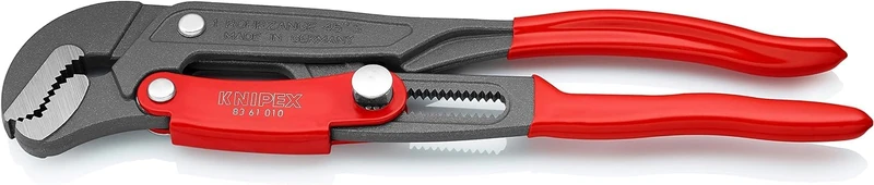 KNIPEX Pipe Wrench S-Type with Fast Adjustment Grey Powder-Coated with Plastic Coating 330 mm, 83 61 010
