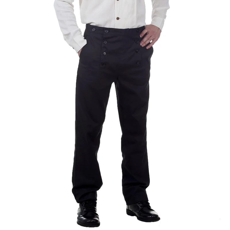 thepiratedressing Steampunk Victorian Cosplay Costume Architect Men's Pants Trousers, Black (100% Cotton Fabric), Medium
