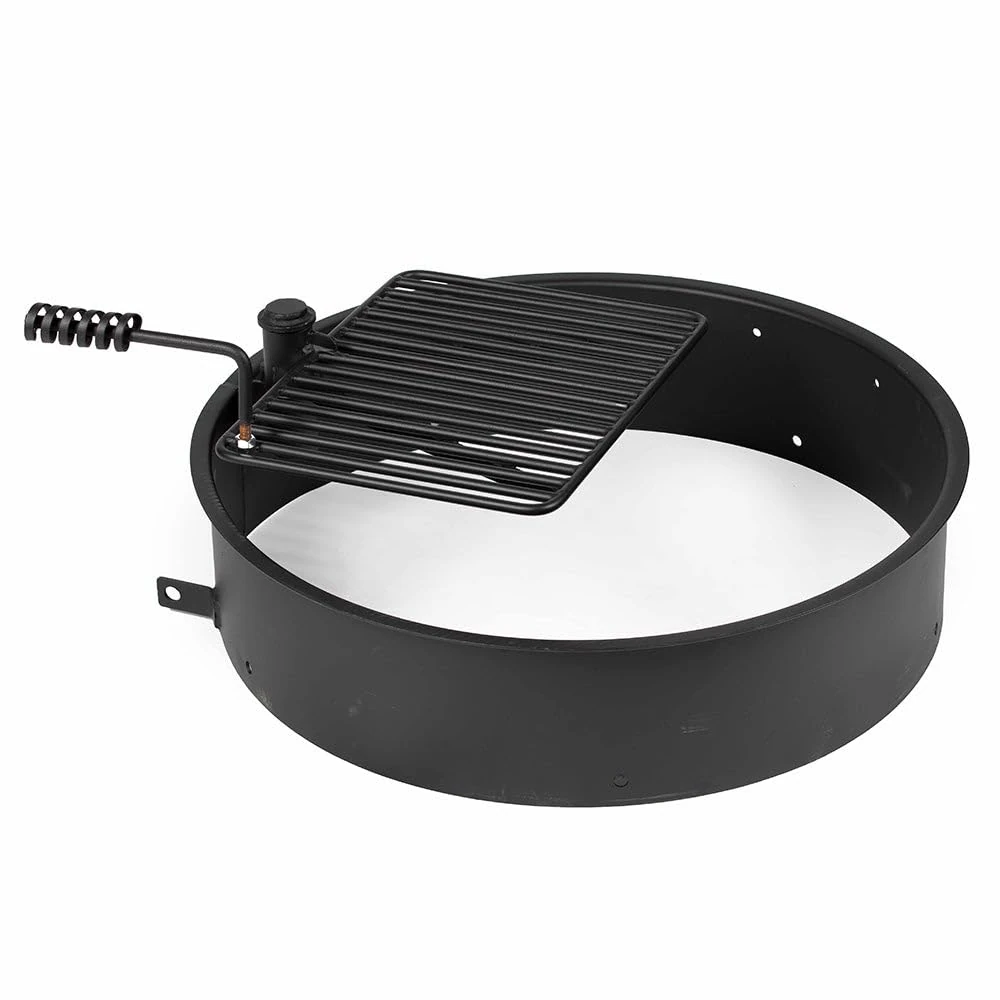 32" Steel Fire Ring with Cooking Grate Campfire Pit Park Grill