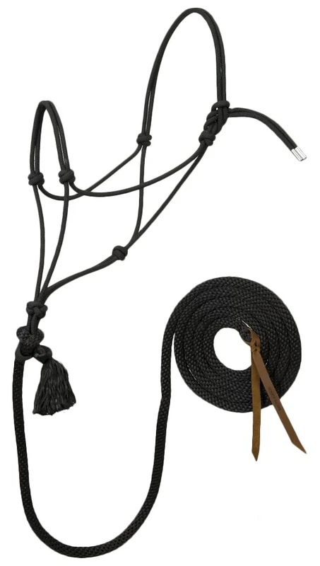 Weaver Leather Silvertip No. 95 Rope Halter with 10' Lead, Black, Average