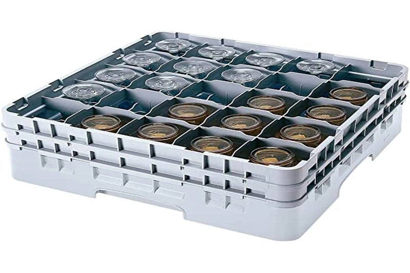 Cambro Camrack 30S1114 Polypropylene Baskets for Stems and Tumblers with 30 Compartments, 1/1 Size, Grey, 7.94 cm Diameter, 29.8 cm Maximum Height, Pack of 2