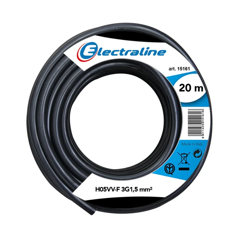 Cable H05VV-F 3G1.5 mm, 20 m