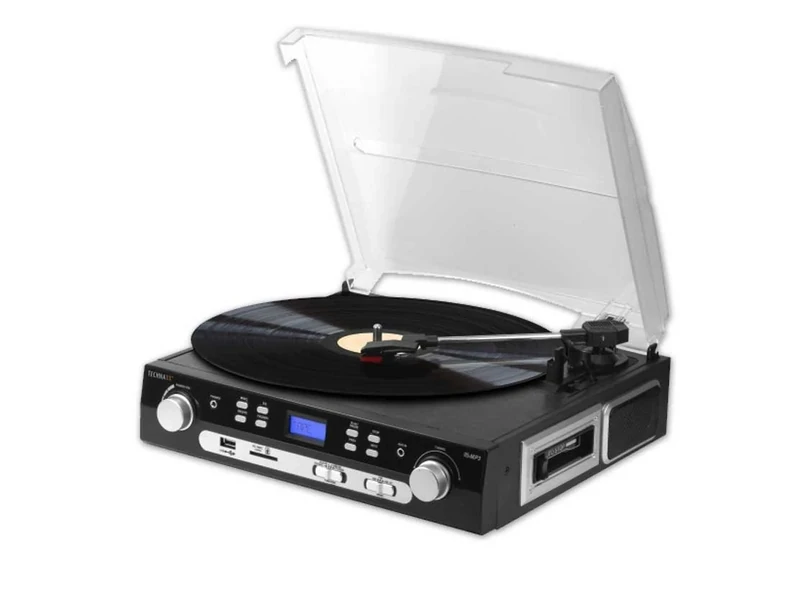 Technaxx TX-22 LP and Cassette Converter with Stereo Radio/Music Player/MP3 Recorder - Black - Image 1
