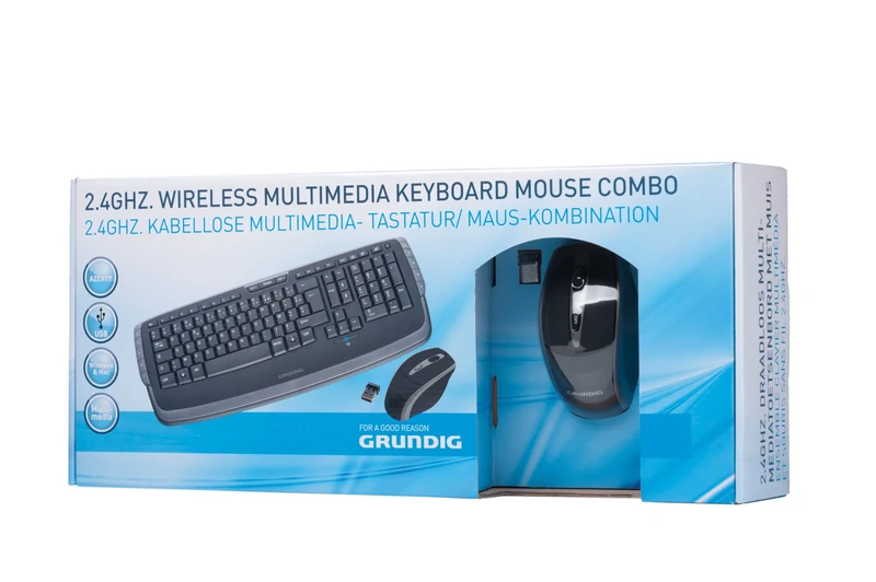 Grundig 72853 Wireless Keyboard and Mouse Set (AZERTY Format) USB-Connected Black