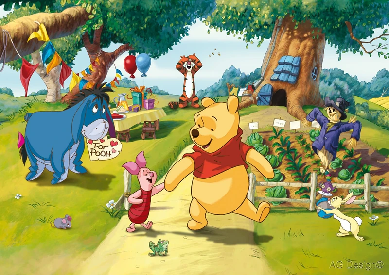 Disney AG Design - Photo Wall Mural Winnie The Pooh - Paper Photo wallpaper Giant Wall Poster, 4x70, 9 Inches Parts FTDs 1938, Multi-Colour, 255 x 180 cm
