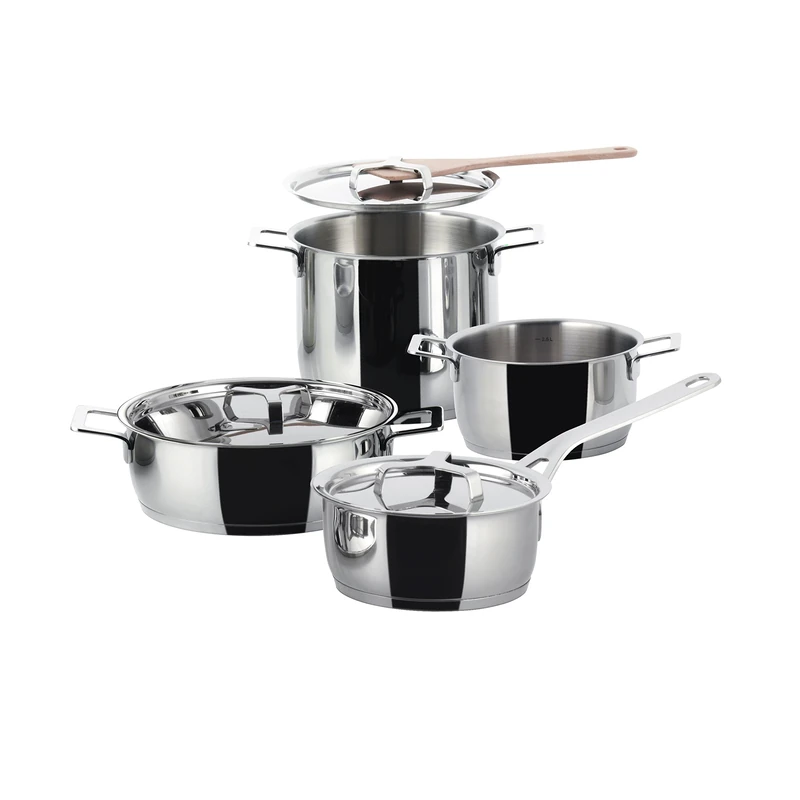 Alessi 9-Piece Pots and Pans Set, Silver