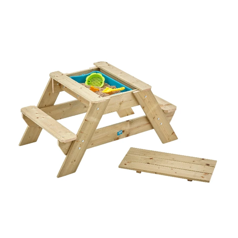 TP Toys | Wooden Picnic Table and Sand Pit | For Kids Ages 3+ | For Sand, Water and Sensory play | Arts and Crafts, Kids Garden Furniture and Outdoor Dining